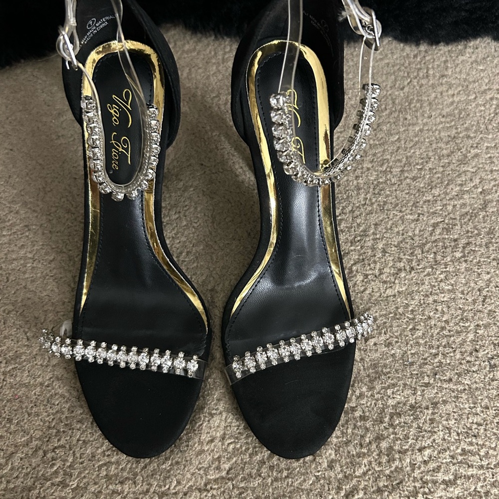 Black Rhinestone Embellished Heels